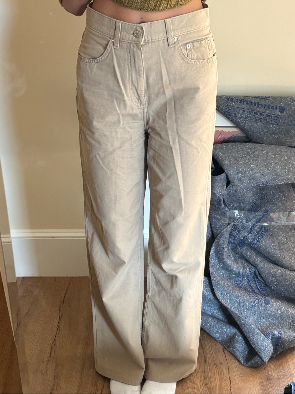ASOS Tall Wide-Leg High-Rise Jeans in Beige